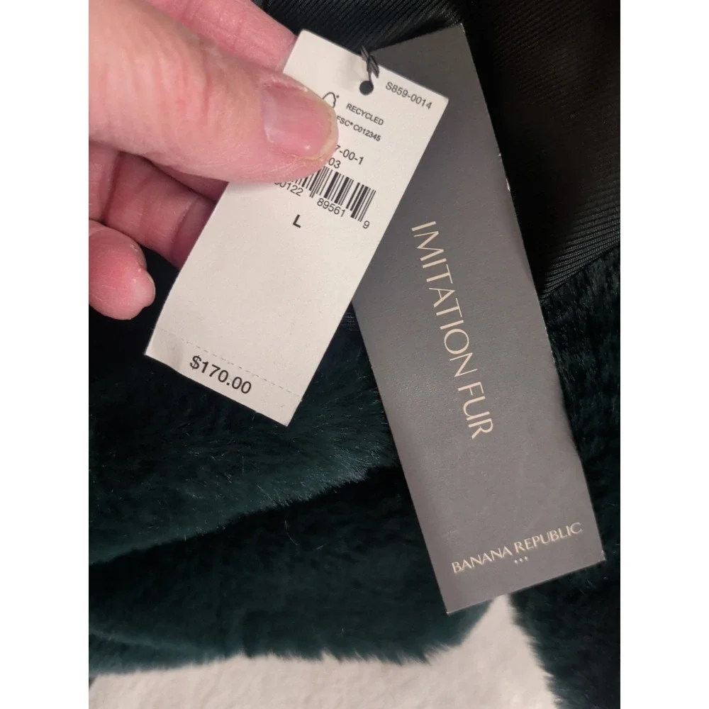 Banana Republic Faux Fur Tie-Waist Green Jacket - Picture 7 of 9